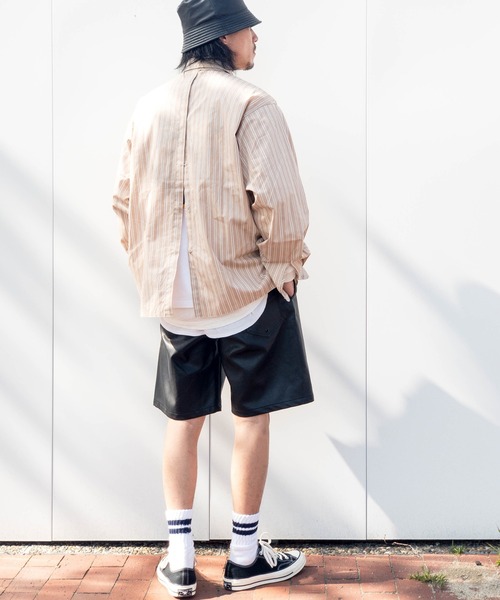 ROOP TOKYO by Hayato(ループトウキョウバイハヤト)の「ROOPTOKYO by Hayato Back Button Stripe Shirts ストライプシャツ レギュラーカラー(シャツ/ブラウス・メンズ・ベージュ/サックスブルー・M/L)」の9枚目の写真
