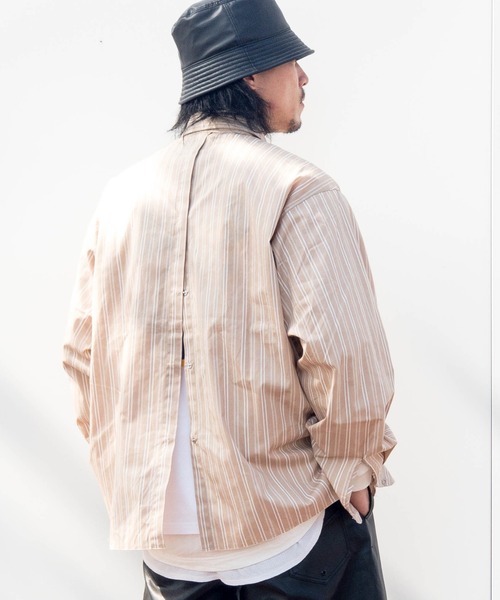 ROOP TOKYO by Hayato(ループトウキョウバイハヤト)の「ROOPTOKYO by Hayato Back Button Stripe Shirts ストライプシャツ レギュラーカラー(シャツ/ブラウス・メンズ・ベージュ/サックスブルー・M/L)」の13枚目の写真