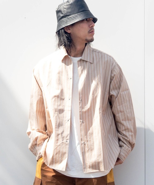 ROOP TOKYO by Hayato(ループトウキョウバイハヤト)の「ROOPTOKYO by Hayato Back Button Stripe Shirts ストライプシャツ レギュラーカラー(シャツ/ブラウス・メンズ・ベージュ/サックスブルー・M/L)」の14枚目の写真