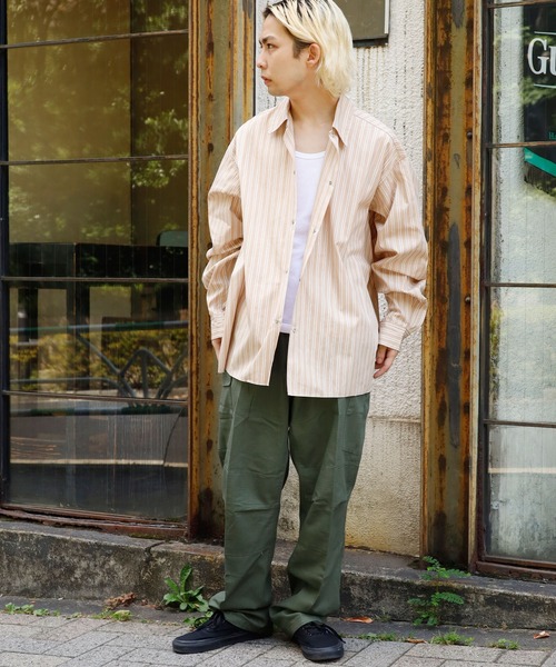 ROOP TOKYO by Hayato(ループトウキョウバイハヤト)の「ROOPTOKYO by Hayato Back Button Stripe Shirts ストライプシャツ レギュラーカラー(シャツ/ブラウス・メンズ・ベージュ/サックスブルー・M/L)」の16枚目の写真