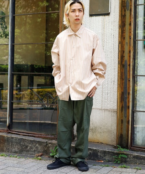 ROOP TOKYO by Hayato(ループトウキョウバイハヤト)の「ROOPTOKYO by Hayato Back Button Stripe Shirts ストライプシャツ レギュラーカラー(シャツ/ブラウス・メンズ・ベージュ/サックスブルー・M/L)」の15枚目の写真
