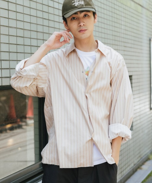 ROOP TOKYO by Hayato(ループトウキョウバイハヤト)の「ROOPTOKYO by Hayato Back Button Stripe Shirts ストライプシャツ レギュラーカラー(シャツ/ブラウス・メンズ・ベージュ/サックスブルー・M/L)」の22枚目の写真