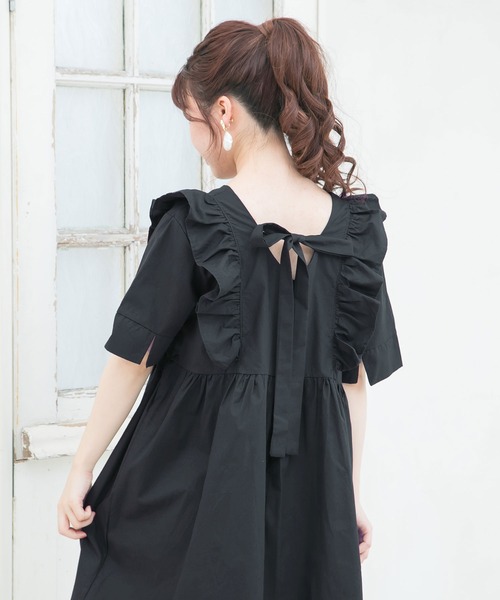 Newlyme（ニューリーミー）の「バックリボンミニワンピース（ワンピース・レディース・ホワイト/ブラック/ブラック×ブラック/ベージュ・FREE）」の19枚目の写真