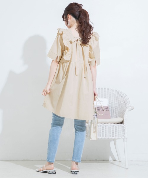 Newlyme（ニューリーミー）の「バックリボンミニワンピース（ワンピース・レディース・ホワイト/ブラック/ブラック×ブラック/ベージュ・FREE）」の22枚目の写真