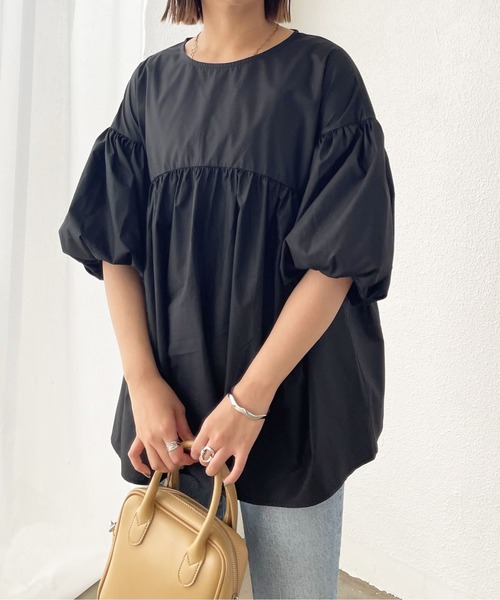 Shelly island（シェリーアイランド）の「ボリューム袖ギャザーチュニックブラウス（シャツ/ブラウス・レディース・ホワイト/ブラック/ベージュ・M）」の13枚目の写真