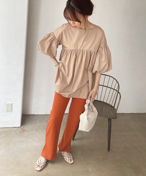 Shelly island（シェリーアイランド）の「ボリューム袖ギャザーチュニックブラウス（シャツ/ブラウス・レディース・ホワイト/ブラック/ベージュ・M）」の16枚目の写真