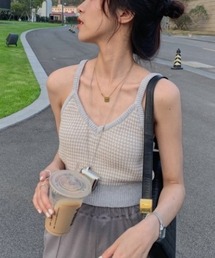 ハウンドトゥース　サマーニットキャミソール