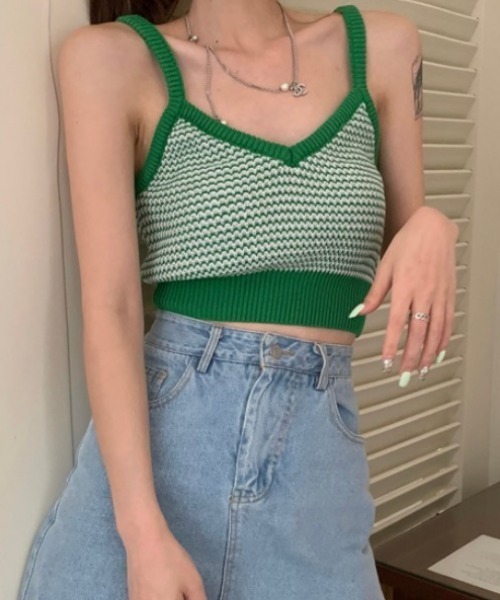 MANGROVE（マングローブ）の「ハウンドトゥース　サマーニットキャミソール（キャミソール・レディース・ブラック/グレー/グリーン・FREE）」の22枚目の写真