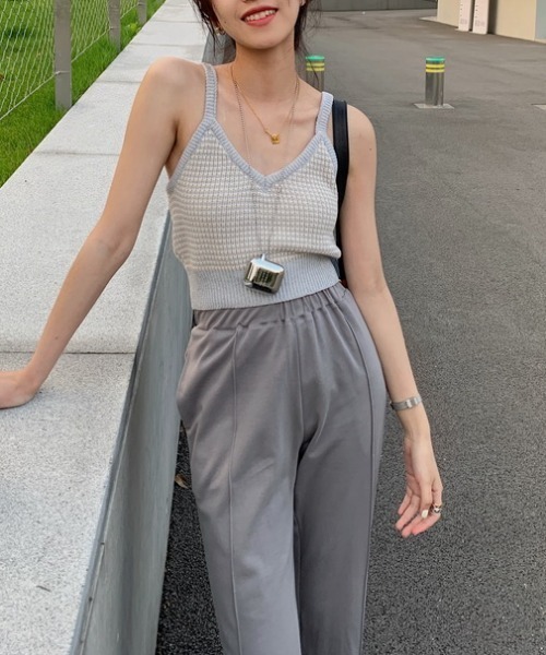 MANGROVE（マングローブ）の「ハウンドトゥース　サマーニットキャミソール（キャミソール・レディース・ブラック/グレー/グリーン・FREE）」の7枚目の写真