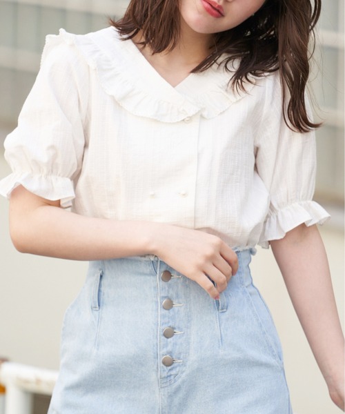 OLIVE des OLIVE(オリーブデオリーブ)の「セーラーカラーブラウス(シャツ/ブラウス・レディース・ブラック/オフホワイト/ミント・FREE)」の2枚目の写真