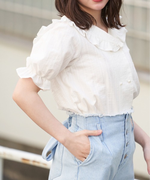 OLIVE des OLIVE(オリーブデオリーブ)の「セーラーカラーブラウス(シャツ/ブラウス・レディース・ブラック/オフホワイト/ミント・FREE)」の4枚目の写真