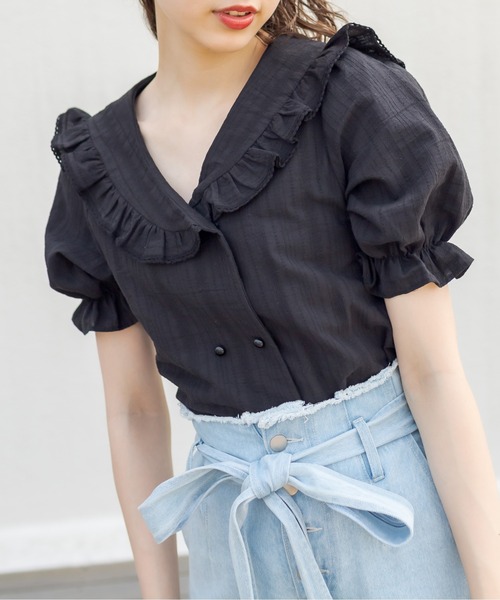 OLIVE des OLIVE(オリーブデオリーブ)の「セーラーカラーブラウス(シャツ/ブラウス・レディース・ブラック/オフホワイト/ミント・FREE)」の11枚目の写真