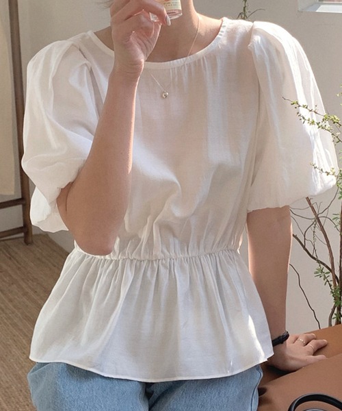 DAY CLOSET(デイ クローゼット)の「レディース ぽわん袖ペプラムブラウス(シャツ/ブラウス・レディース・ホワイト/ブラック/イエロー・ONE SIZE)」の2枚目の写真