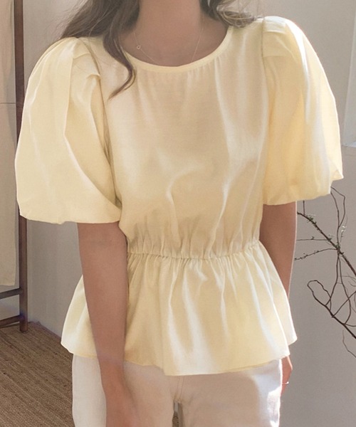 DAY CLOSET(デイ クローゼット)の「レディース ぽわん袖ペプラムブラウス(シャツ/ブラウス・レディース・ホワイト/ブラック/イエロー・ONE SIZE)」の3枚目の写真