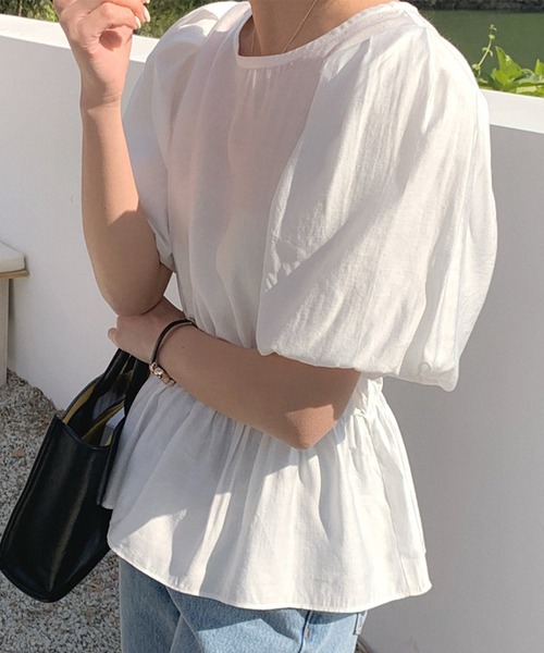 DAY CLOSET(デイ クローゼット)の「レディース ぽわん袖ペプラムブラウス(シャツ/ブラウス・レディース・ホワイト/ブラック/イエロー・ONE SIZE)」の4枚目の写真