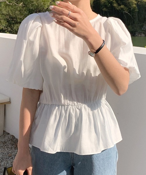 DAY CLOSET(デイ クローゼット)の「レディース ぽわん袖ペプラムブラウス(シャツ/ブラウス・レディース・ホワイト/ブラック/イエロー・ONE SIZE)」の5枚目の写真