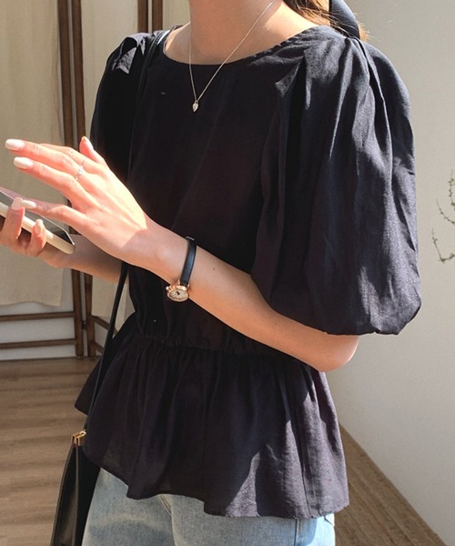 DAY CLOSET(デイ クローゼット)の「レディース ぽわん袖ペプラムブラウス(シャツ/ブラウス・レディース・ホワイト/ブラック/イエロー・ONE SIZE)」の11枚目の写真