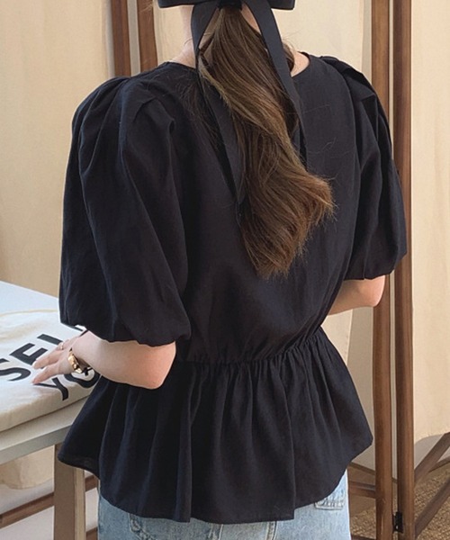 DAY CLOSET(デイ クローゼット)の「レディース ぽわん袖ペプラムブラウス(シャツ/ブラウス・レディース・ホワイト/ブラック/イエロー・ONE SIZE)」の12枚目の写真