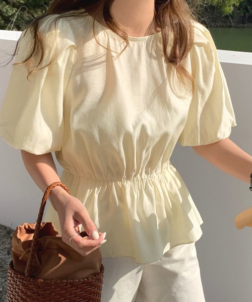DAY CLOSET(デイ クローゼット)の「レディース ぽわん袖ペプラムブラウス(シャツ/ブラウス・レディース・ホワイト/ブラック/イエロー・ONE SIZE)」の14枚目の写真