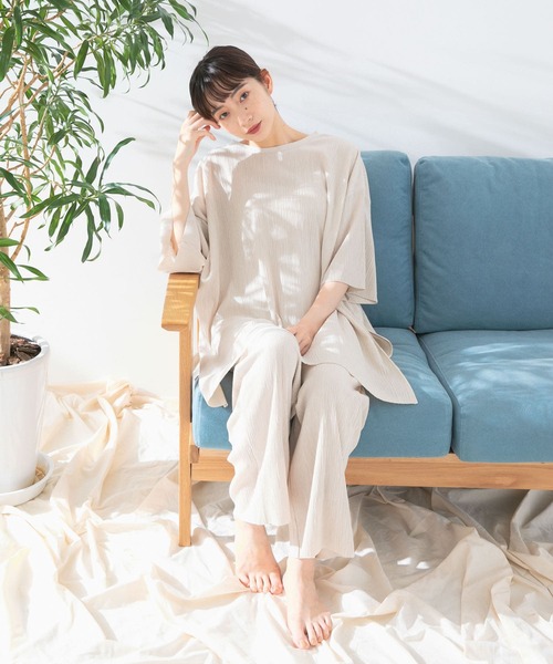 KBF（ケイビーエフ）の「コットンタッチプリーツパンツ（その他パンツ・レディース・ベージュ/チャコールグレー/ミント・ONE）」の4枚目の写真