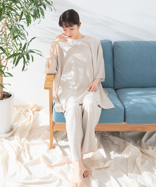 KBF（ケイビーエフ）の「コットンタッチプリーツパンツ（その他パンツ・レディース・ベージュ/チャコールグレー/ミント・ONE）」の12枚目の写真