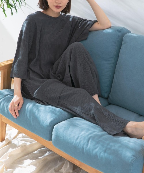 KBF（ケイビーエフ）の「コットンタッチプリーツパンツ（その他パンツ・レディース・ベージュ/チャコールグレー/ミント・ONE）」の10枚目の写真