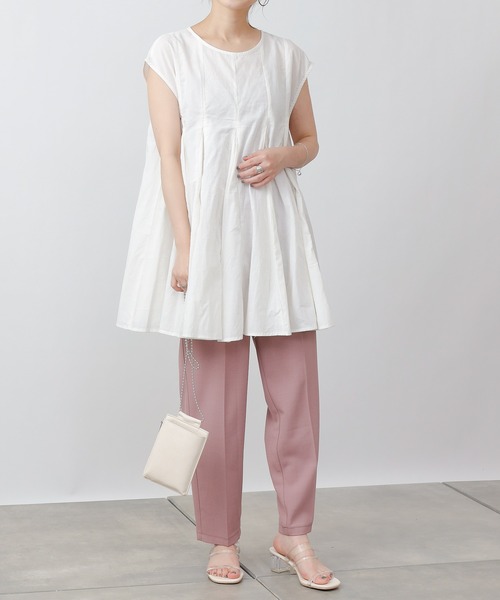 COLONY 2139（コロニートゥーワンスリーナイン）の「【WEB・一部店舗限定】コットン切替Aラインノースリーブチュニック（シャツ/ブラウス・レディース・オフホワイト/ブラック・FREE）」の14枚目の写真