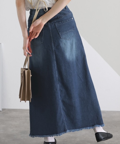 ElegChic（エレグシック）の「デニムフリンジ ロング スカート （デニムスカート・レディース・ネイビー/ブルー・4L/M/L/XL/XXL）」の9枚目の写真