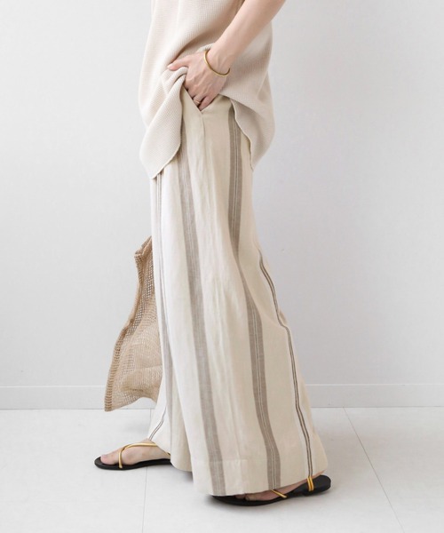 JOURNAL STANDARD relume（ジャーナルスタンダード　レリューム）の「リネンレーヨンランダムストライプタックパンツ◆（その他パンツ・レディース・ベージュ/ブラウン・38/36）」の4枚目の写真