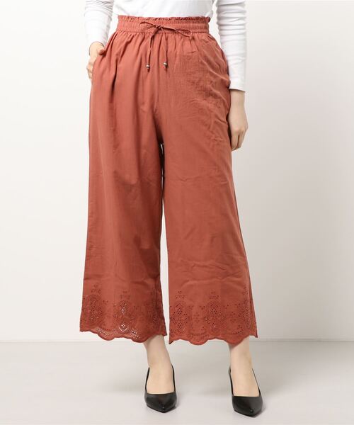 Samansa Mos2 blue（サマンサモスモスブルー）の「裾刺繍レースパンツ（その他パンツ・レディース・キナリ/ブラック/オレンジ・ﾌﾘ-）」の8枚目の写真