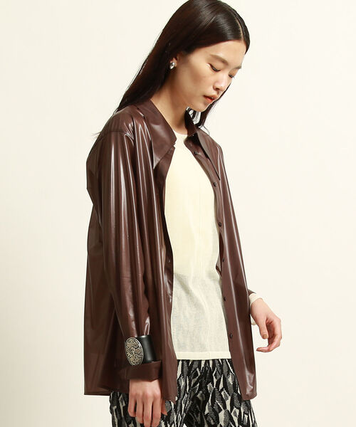 Ray BEAMS(レイビームス)の「Ray BEAMS / チンツ ロングカラー シャツ(シャツ/ブラウス・レディース・ブラック/ダークブラウン・ONE SIZE)」の7枚目の写真