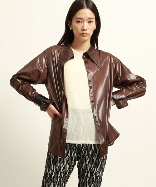 Ray BEAMS(レイビームス)の「Ray BEAMS / チンツ ロングカラー シャツ(シャツ/ブラウス・レディース・ブラック/ダークブラウン・ONE SIZE)」の8枚目の写真