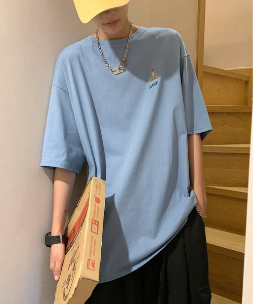 neos（ネオス）の「【neos -addictive design-】ビッグシルエット ワンポイント 刺繍 ハーフスリーブ Tシャツ（Tシャツ/カットソー・メンズ・イエロー/ブルー/ホワイト/ブラック・MEDIUM/LARGE/X-LARGE）」の9枚目の写真