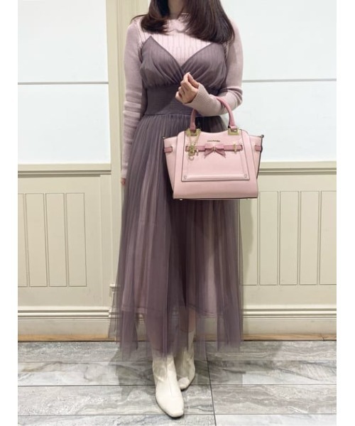 SAMANTHAVEGA(サマンサベガ)の「リボンモチーフハンドバッグ(ハンドバッグ・レディース・ブラック/グレイッシュベージュ/オフホワイト/ピンク/レッド/グレー・FREE)」の9枚目の写真