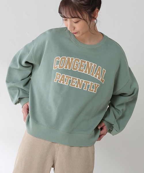 Honeys（ハニーズ）の「カレッジロゴトレーナー（スウェット・レディース・ベージュ/イエロー/グリーン/アイボリー/杢グレー/スミクロ・S/M/L）」の5枚目の写真