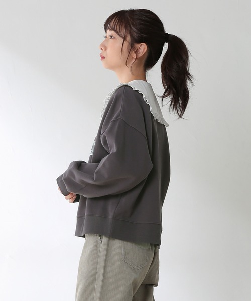 Honeys（ハニーズ）の「カレッジロゴトレーナー（スウェット・レディース・ベージュ/イエロー/グリーン/アイボリー/杢グレー/スミクロ・S/M/L）」の18枚目の写真