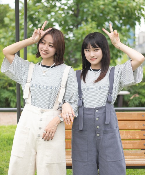 PairPair(ペアペア)の「HOLIDAYボーダーT(ユニセックス)(Tシャツ/カットソー・レディース・ベージュ/オフホワイト/サックスブルー・FREE)」の11枚目の写真