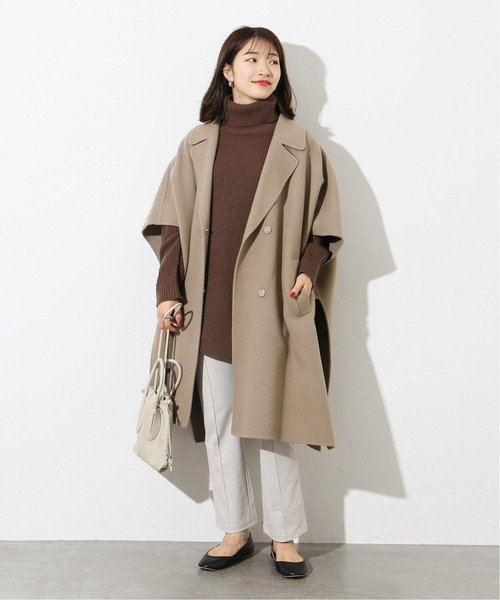 JOURNAL STANDARD（ジャーナルスタンダード）の「メリンプモッサポンチョコート◆（ポンチョ・レディース・ベージュ/ブラック・MEDIUM/SMALL）」の4枚目の写真