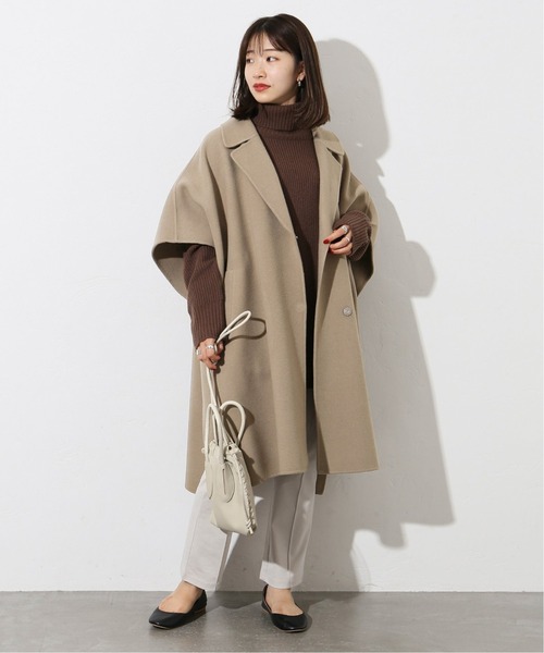 JOURNAL STANDARD（ジャーナルスタンダード）の「メリンプモッサポンチョコート◆（ポンチョ・レディース・ベージュ/ブラック・MEDIUM/SMALL）」の22枚目の写真