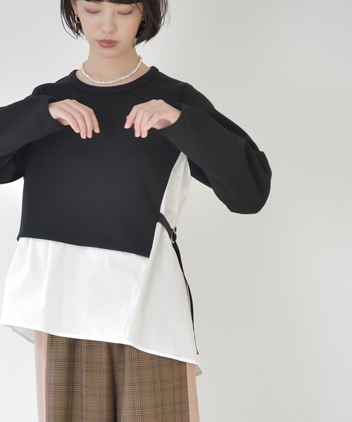 La SRIC（ラスリック）の「La SRIC / アシメドッキングPO（Tシャツ/カットソー・レディース・ブラック/アイボリー・38）」の2枚目の写真