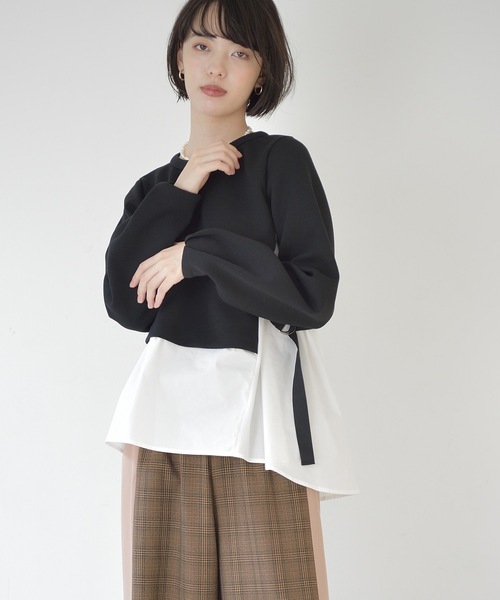 La SRIC（ラスリック）の「La SRIC / アシメドッキングPO（Tシャツ/カットソー・レディース・ブラック/アイボリー・38）」の5枚目の写真