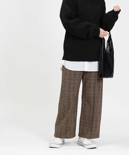 HONEYSUCKLE ROSE（ハニーサックルローズ）の「【HONEYSUCKLE ROSE】楽伸び起毛ワイドパンツ（その他パンツ・レディース・ブラック/ベージュ/グレー/ダークグレー/チャコールグレー×ブラック/ライトベージュ・S/M/L）」の5枚目の写真