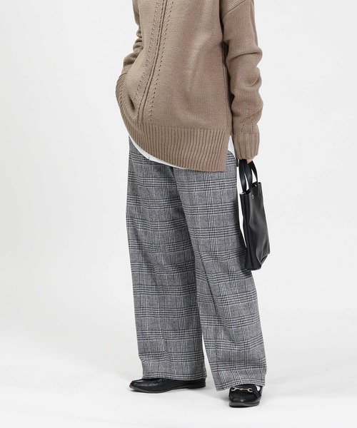 HONEYSUCKLE ROSE（ハニーサックルローズ）の「【HONEYSUCKLE ROSE】楽伸び起毛ワイドパンツ（その他パンツ・レディース・ブラック/ベージュ/グレー/ダークグレー/チャコールグレー×ブラック/ライトベージュ・S/M/L）」の4枚目の写真