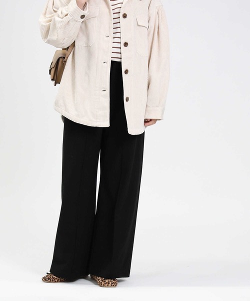 HONEYSUCKLE ROSE（ハニーサックルローズ）の「【HONEYSUCKLE ROSE】楽伸び起毛ワイドパンツ（その他パンツ・レディース・ブラック/ベージュ/グレー/ダークグレー/チャコールグレー×ブラック/ライトベージュ・S/M/L）」の2枚目の写真