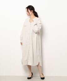 Samansa Mos2 blue | ロングシャツワンピース(シャツワンピース)