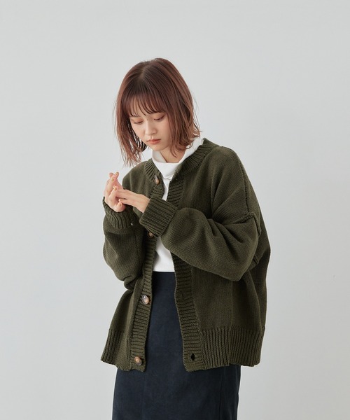 flaner（フラネ）の「ルーズニットカーディガン（カーディガン/ボレロ・レディース・ダークブラウン/カーキ/モカ・FREE）」の3枚目の写真