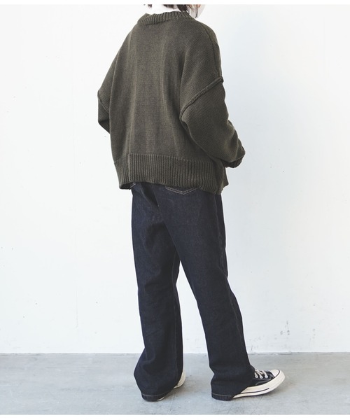 flaner（フラネ）の「ルーズニットカーディガン（カーディガン/ボレロ・レディース・ダークブラウン/カーキ/モカ・FREE）」の6枚目の写真