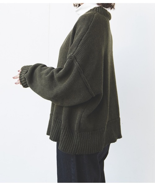 flaner（フラネ）の「ルーズニットカーディガン（カーディガン/ボレロ・レディース・ダークブラウン/カーキ/モカ・FREE）」の9枚目の写真