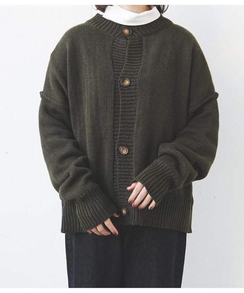 flaner（フラネ）の「ルーズニットカーディガン（カーディガン/ボレロ・レディース・ダークブラウン/カーキ/モカ・FREE）」の12枚目の写真