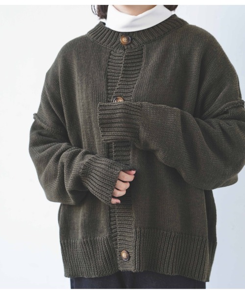 flaner（フラネ）の「ルーズニットカーディガン（カーディガン/ボレロ・レディース・ダークブラウン/カーキ/モカ・FREE）」の13枚目の写真